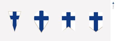 Finlandiya bayrağı dikey tasarım, vektör çizim.