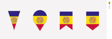 Andorra bayrağı dikey tasarım, vektör çizim.