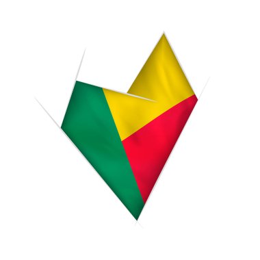 Benin bayrağı ile çizili çarpık kalp