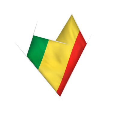 Kongo Cumhuriyeti bayrağı ile çizili çarpık kalp