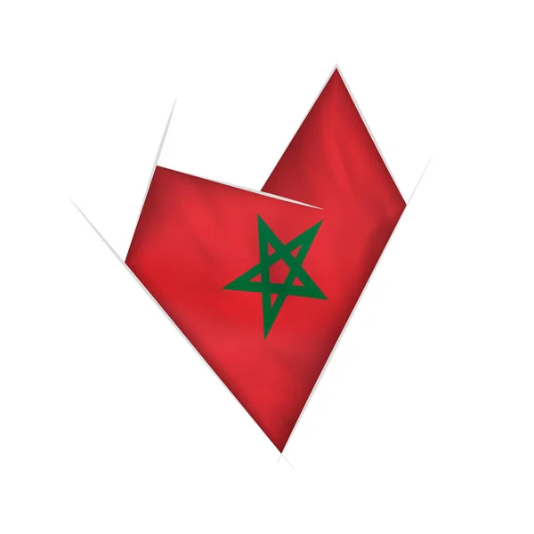 Naszkicowane Krzywe Serca Flaga Maroka — Wektor stockowy