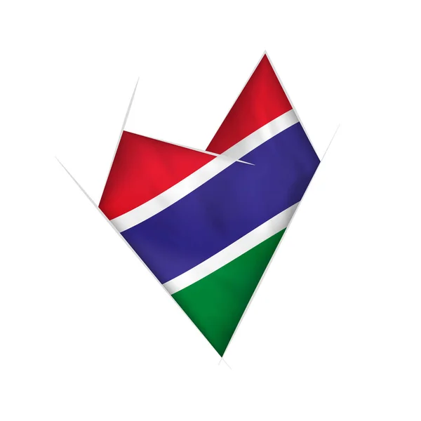 Getekende Kromme Hart Met Vlag Van Gambia — Stockvector