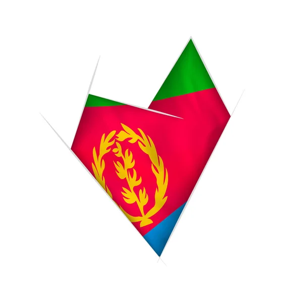 Esboçado Coração Torto Com Bandeira Eritreia — Vetor de Stock