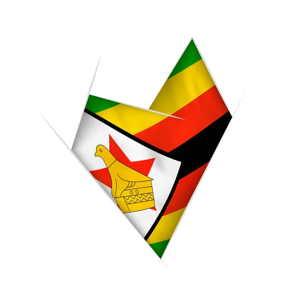 Кривое Сердце Флагом Зимбабве — стоковый вектор