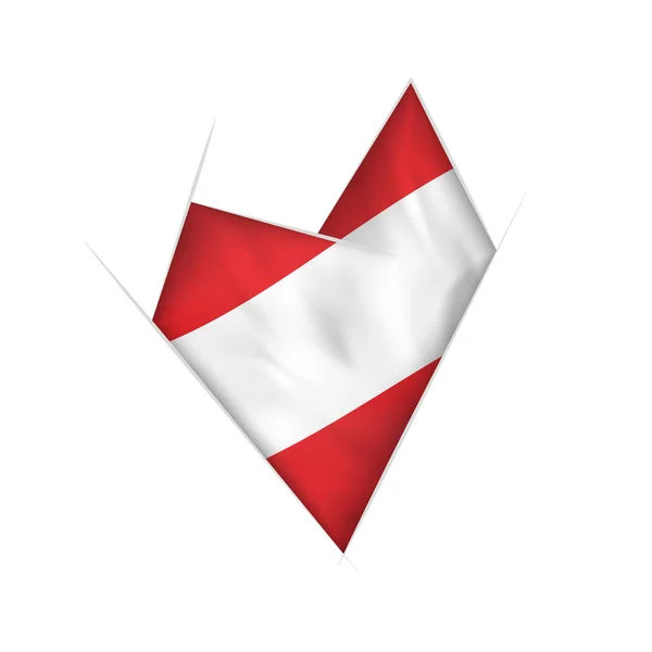 Corazón Torcido Dibujado Con Bandera Austria — Vector de stock