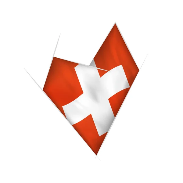 Corazón Torcido Con Bandera Suiza — Vector de stock