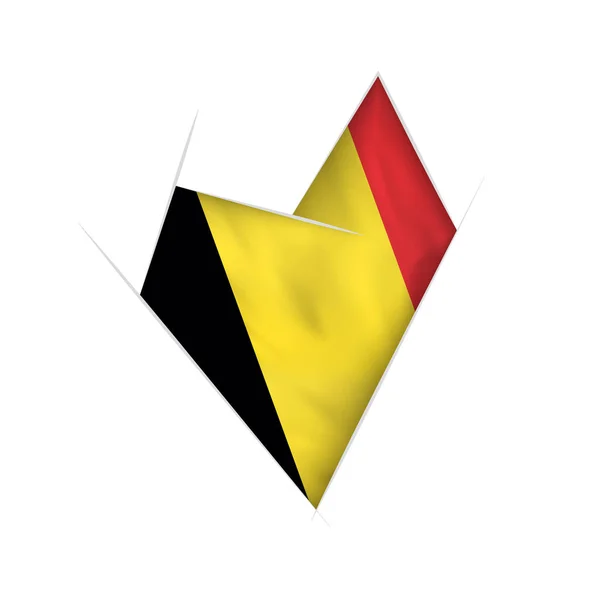 Naszkicowane Krzywe Serca Banderą Belgii — Wektor stockowy