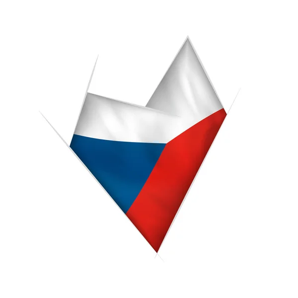 Skizziertes Schiefes Herz Mit Fahne Der Tschechischen Republik — Stockvektor