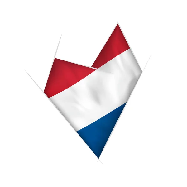 Getekende Kromme Hart Met Vlag Van Nederland — Stockvector