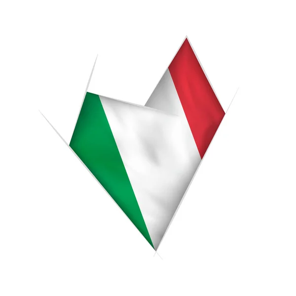 Sketched Hati Bengkok Dengan Bendera Italia - Stok Vektor