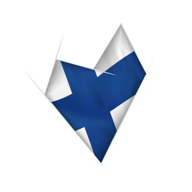 Kabataslak çarpık kalp ile Finlandiya bayrağı