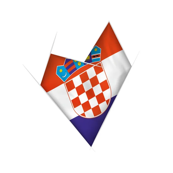 Načrtnuté Zahnuté Srdce Vlajka Chorvatska — Stockový vektor