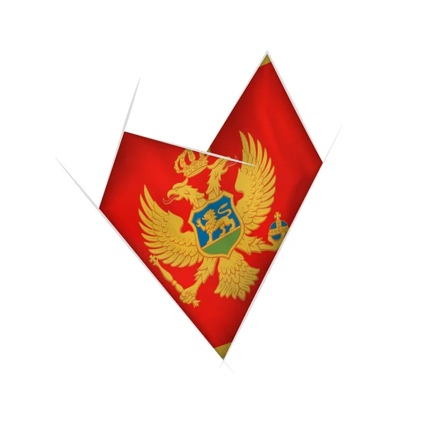 Getekende Kromme Hart Met Vlag Van Montenegro — Stockvector