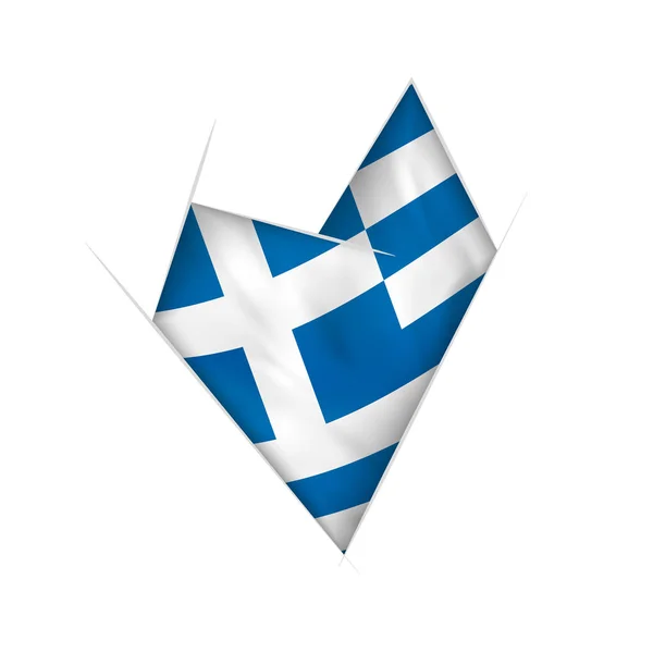 Corazón Torcido Dibujado Con Bandera Grecia — Vector de stock