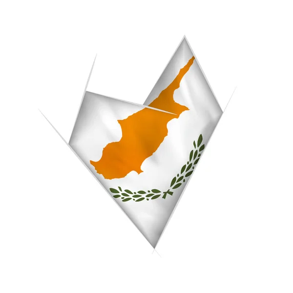 素描弯曲的心与塞浦路斯的旗帜 — 图库矢量图片