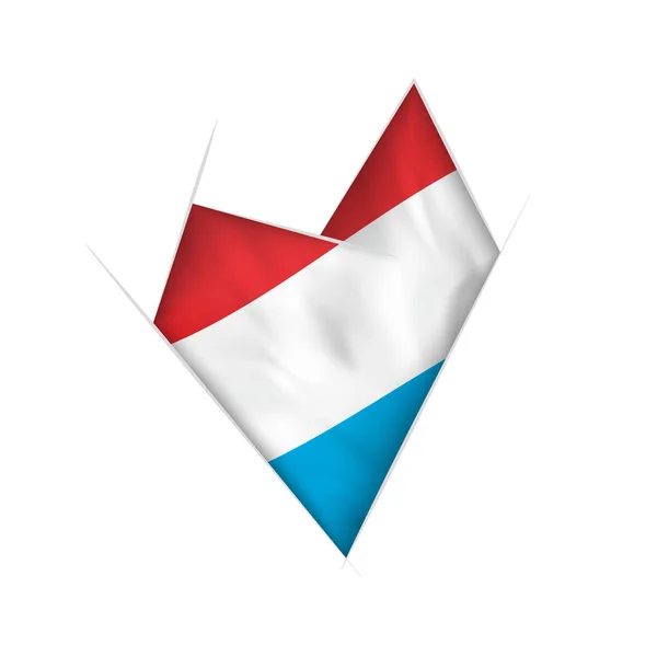 Getekende Kromme Hart Met Vlag Van Luxemburg — Stockvector