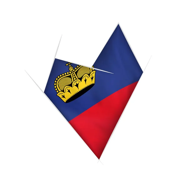 Esboçado Coração Torto Com Bandeira Liechtenstein — Vetor de Stock