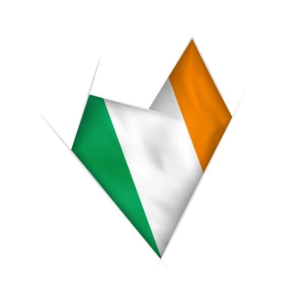 Coeur Esquissé Avec Drapeau Irlande — Image vectorielle