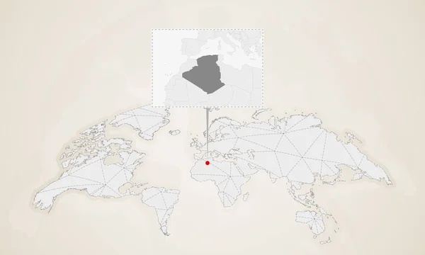 Mapa Argélia Com Países Vizinhos Presos Mapa Mundo Mapa Mundo —  Vetores de Stock