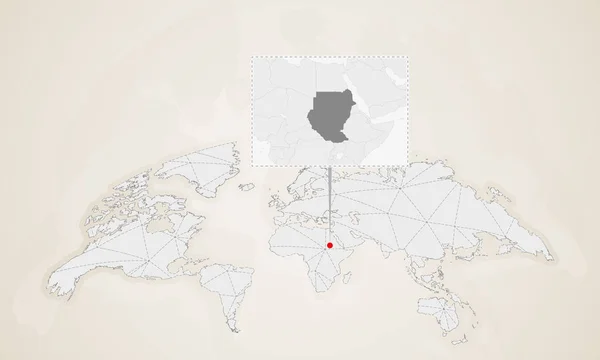 Mapa Sudão Com Países Vizinhos Presos Mapa Mundo Mapa Mundo —  Vetores de Stock