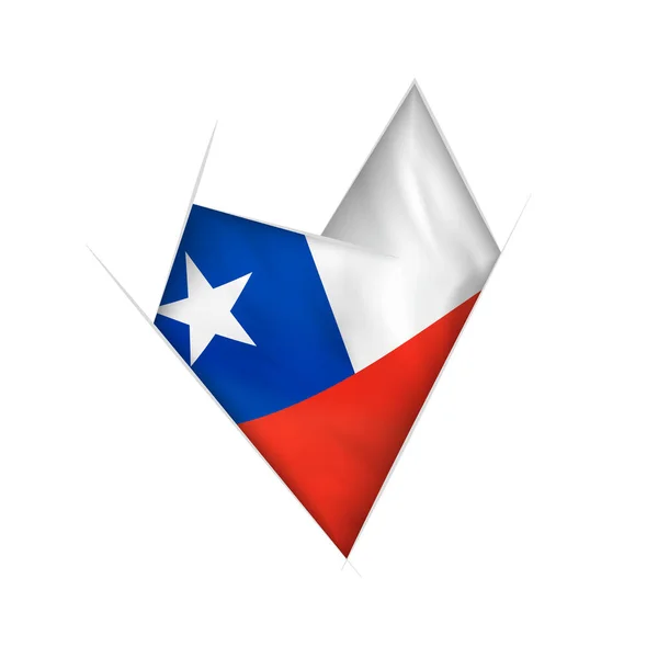Cuore Storto Con Bandiera Cilena — Vettoriale Stock