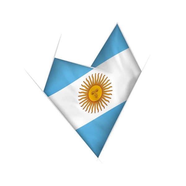 Corazón Torcido Dibujado Con Bandera Argentina — Archivo Imágenes Vectoriales