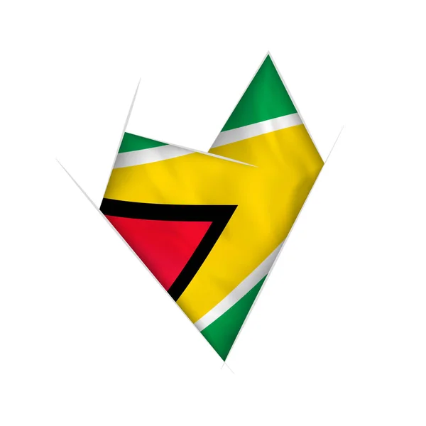 Cuore Storto Con Bandiera Della Guyana — Vettoriale Stock