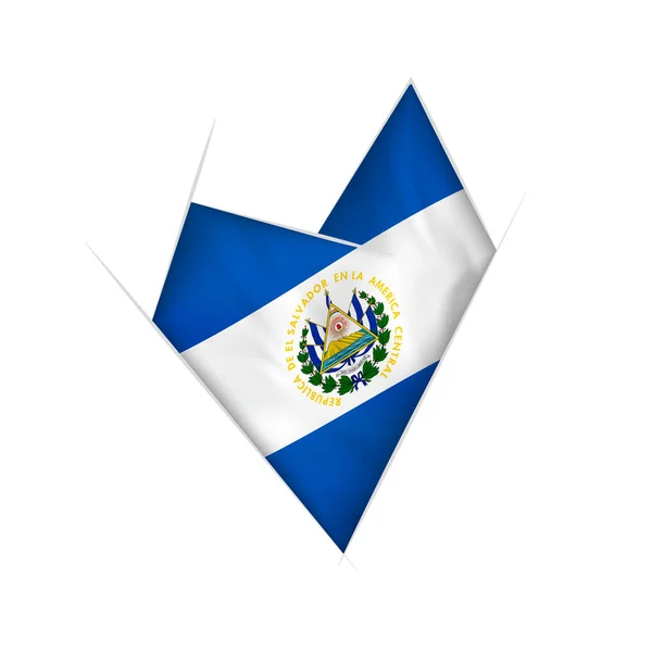 Кривое Сердце Флагом Сальвадора — стоковый вектор