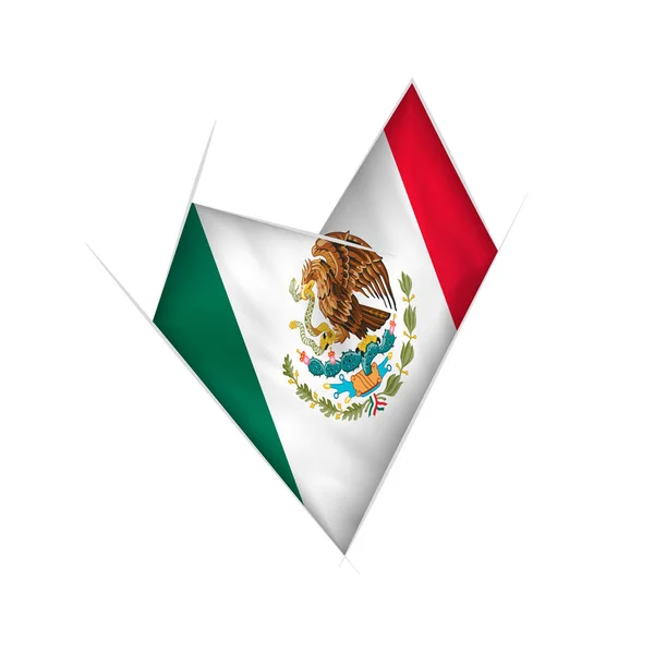 Sketched Crooked Heart Flag Mexico — Stock Vector