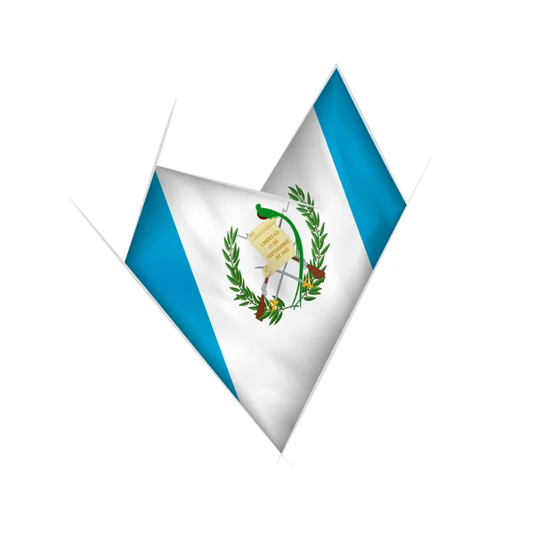 Getekende Kromme Hart Met Vlag Van Guatemala — Stockvector