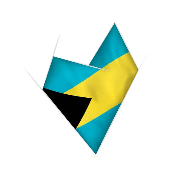 Corazón Torcido Dibujado Con Bandera Bahamas — Vector de stock