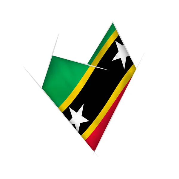 Cuore Storto Con Bandiera Saint Kitts Nevis — Vettoriale Stock