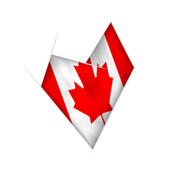 素描弯曲的心与加拿大的旗子 — 图库矢量图片