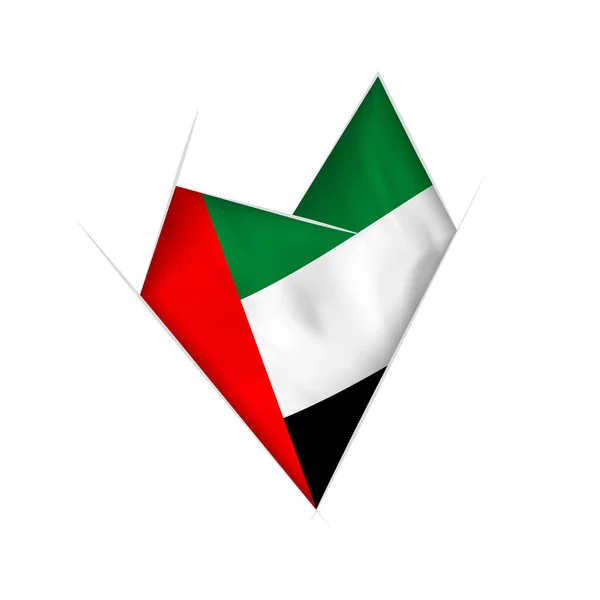 アラブ首長国連邦の国旗と曲がった心のスケッチ — ストックベクタ
