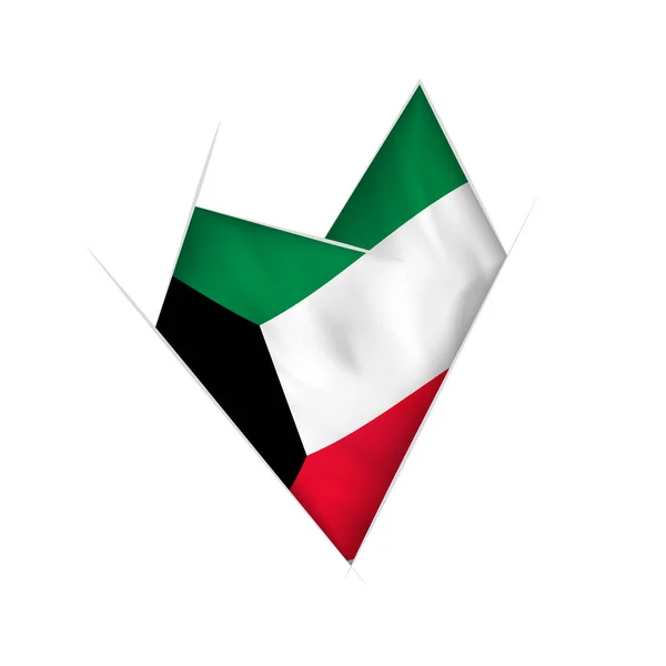クウェートの国旗と曲がった心のスケッチ — ストックベクタ