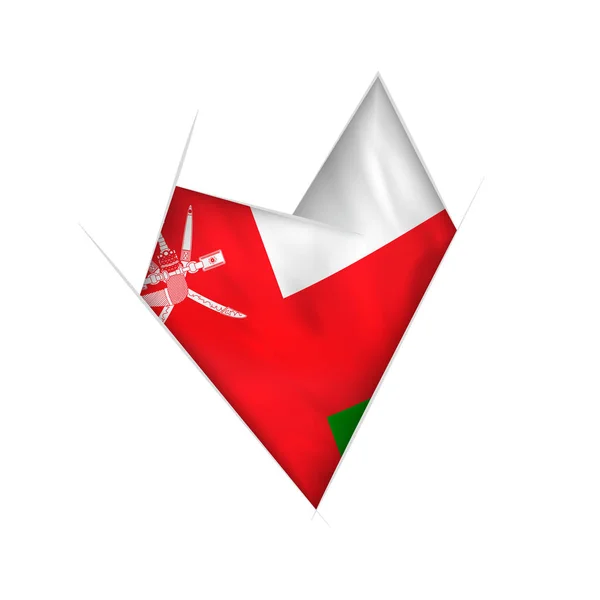 Corazón Torcido Dibujado Con Bandera Omán — Vector de stock