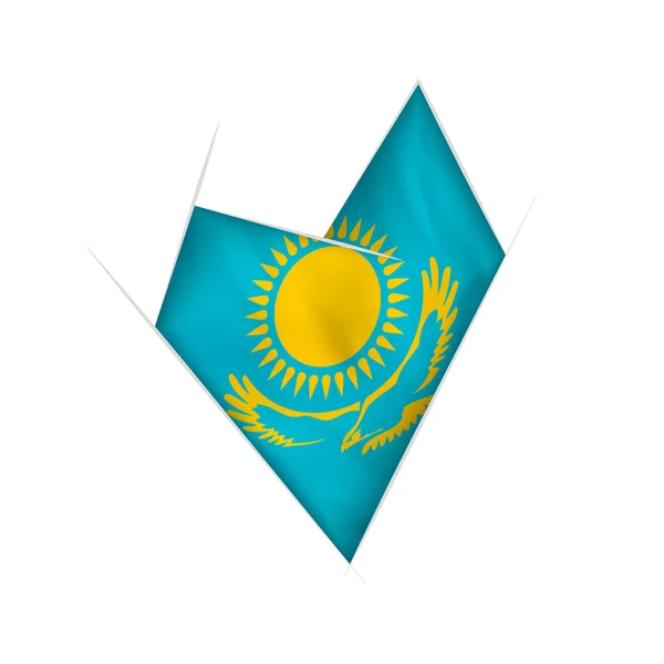 Σκιαγραφημένο Στραβό Καρδιά Σημαία Του Καζακστάν — Διανυσματικό Αρχείο