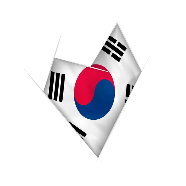 Corazón Torcido Dibujado Con Bandera Corea Del Sur — Vector de stock