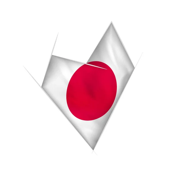 Getekende Kromme Hart Met Vlag Van Japan — Stockvector