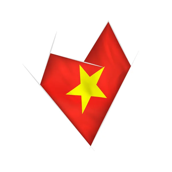 Corazón Torcido Dibujado Con Bandera Vietnam — Archivo Imágenes Vectoriales