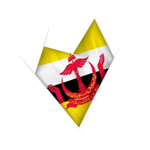 Skizziertes Schiefes Herz Mit Flagge Von Brunei — Stockvektor