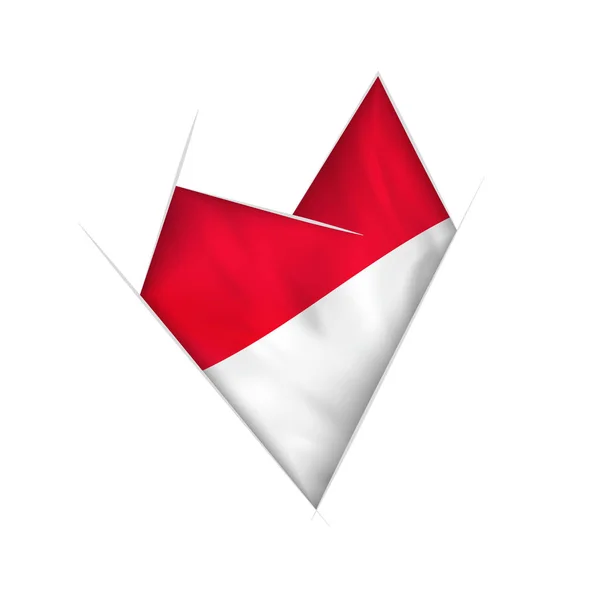 Corazón Torcido Dibujado Con Bandera Indonesia — Vector de stock