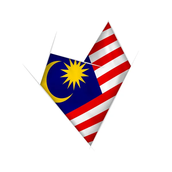 Sketched Hati Bengkok Dengan Bendera Malaysia - Stok Vektor