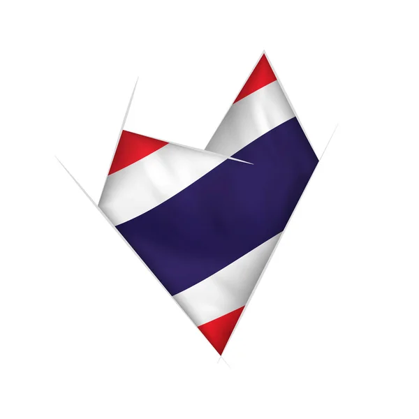 Corazón Torcido Dibujado Con Bandera Tailandia — Archivo Imágenes Vectoriales