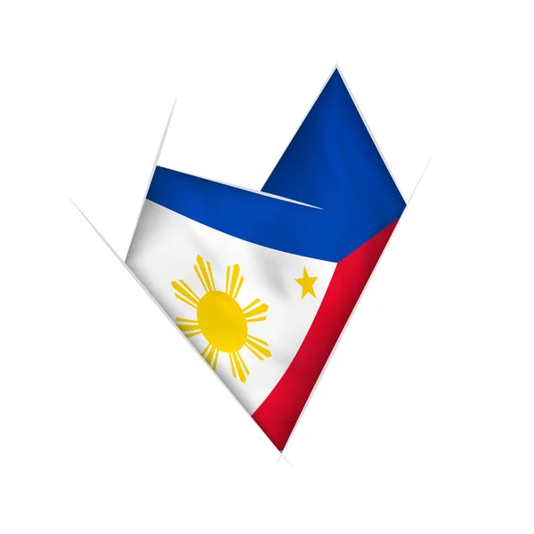 Coeur Esquissé Tordu Avec Drapeau Des Philippines — Image vectorielle