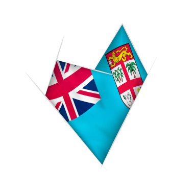 Fiji bayrağı ile çizili çarpık kalp