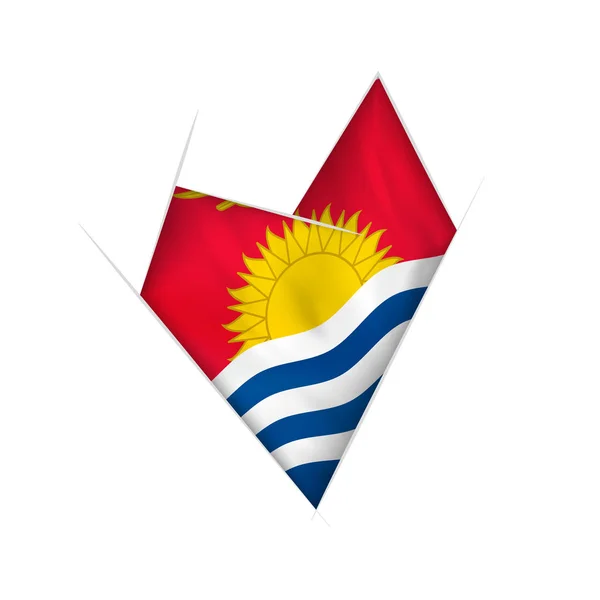 Skizziertes Schiefes Herz Mit Flagge Von Kiribati — Stockvektor