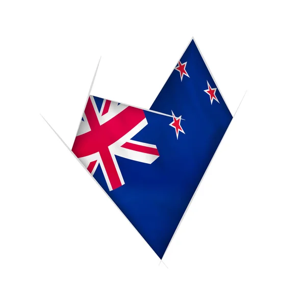 Coeur Esquissé Tordu Avec Drapeau Nouvelle Zélande — Image vectorielle