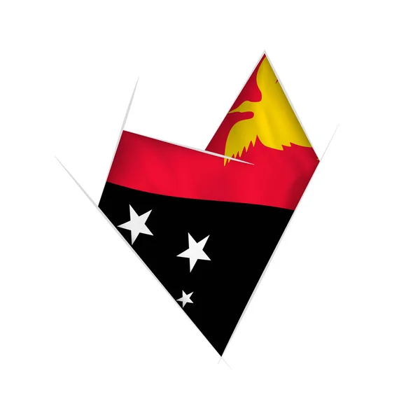 パプア ニューギニアの旗と曲がった心のスケッチ — ストックベクタ