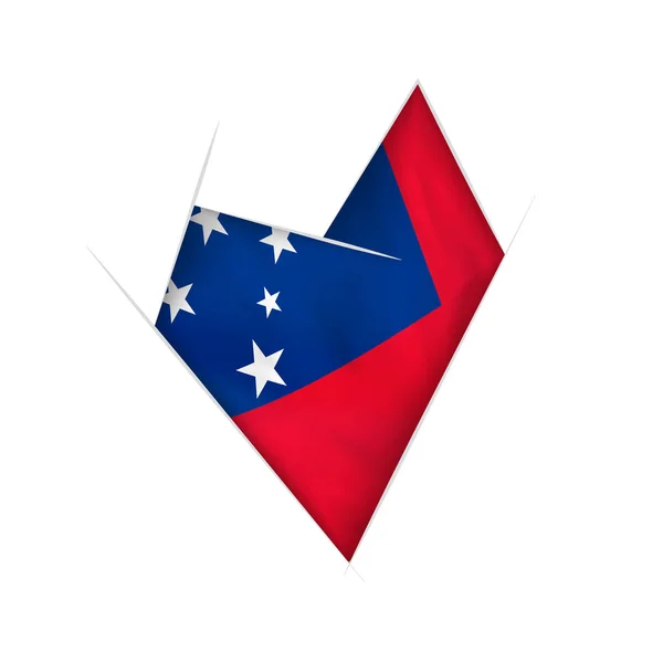 Cuore Storto Schizzato Con Bandiera Samoa — Vettoriale Stock